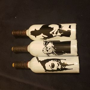 HANDMADE HALLOWEEN WINE BOTTLES! MICHAEL MYERS, JASON VOORHEES, FREDDY KRUGER!